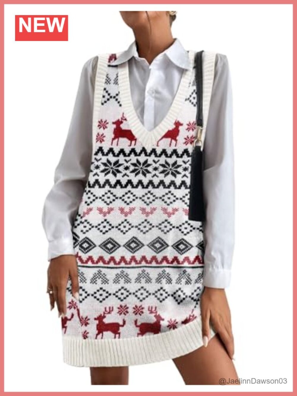 Oversized V Neck Sleeveless Knit Sweater Vest Dress with Pockets